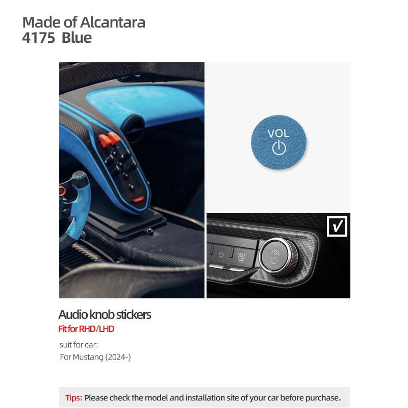 Aus Alcantara Betterhumz Für Ford Mustang GT 2024 2025 - Auto Mittelkonsole AD Lautstärkeregler Verkleidungsaufkleber Innenraumzubehör