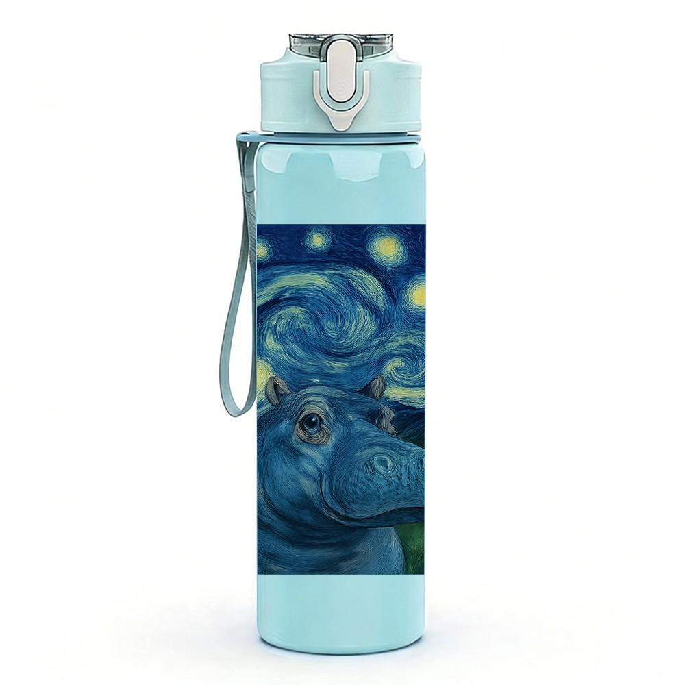 1PC Starry Night Van Gogh Art Print 750ml Color Plastic Sports Water Bottle Leakproof Flip Straw Lid Suitable for Sports Office Home Use