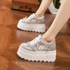 Platform White Shoes Women's 2025 Spring and Summer New Inner Height Increase Women's Shoes Hollow Breathable Mesh Sandals Versatile Casual Shoes