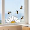 1Pcs Cartoon Sunflower Bee PVC Windows Stickers For Kids Room Bedroom Home Decoration Nursery Self-adhesive Glass Decals
