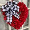 Valentine Red Burlap Heart Wreath Buffalo Plaid Bow Home Decor