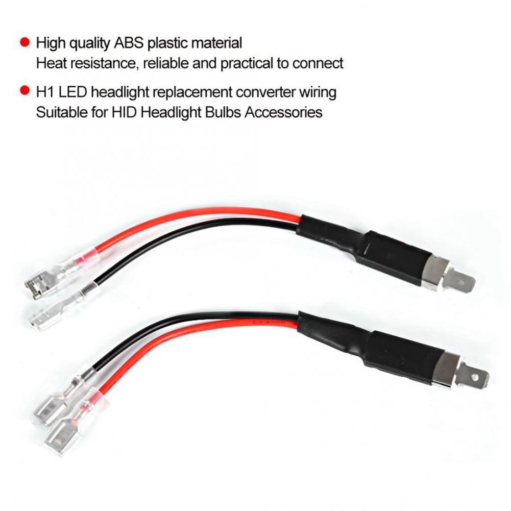 6-2Pcs H1 LED Replacement Bulb Single Converter Wiring Connector Cable Conversion Lines Holder Adapter Wiring Headlight Parts
