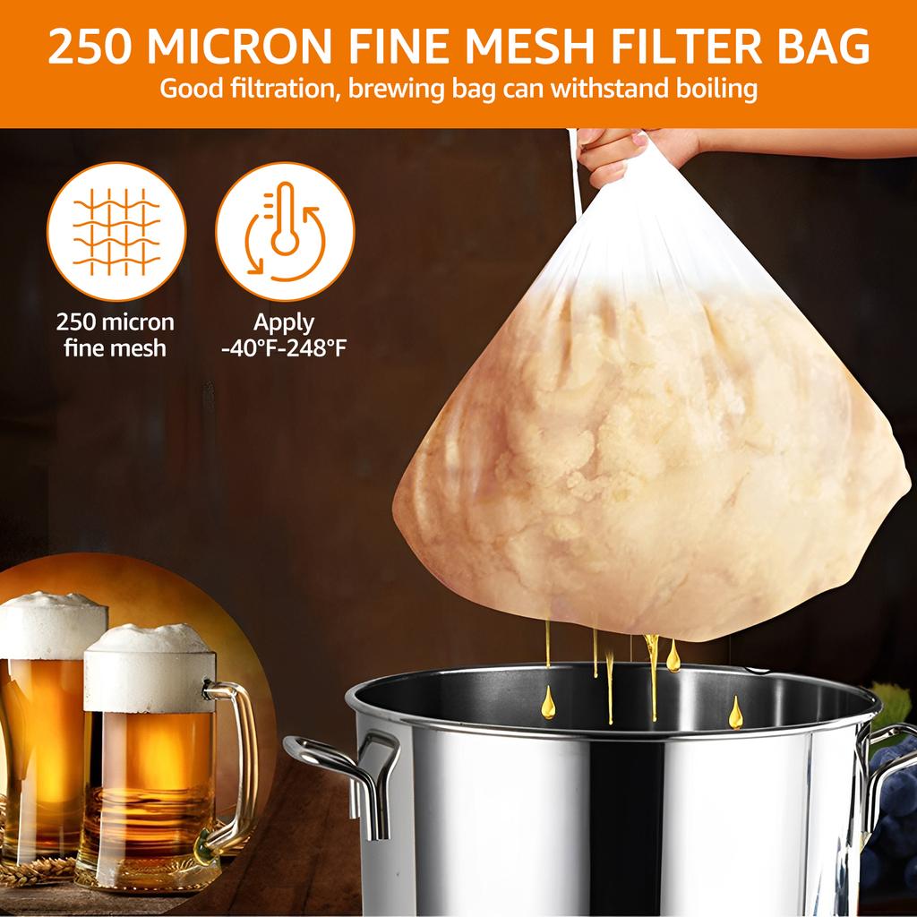 6pcs Brew Bag Beer Homebrew Filter Bag Fine Mesh Strainer Bag for Nut Milk Juice Filter Cloth Home Brewing Beer Cider Grape Wine