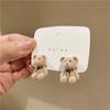 Süße Beflockte Plüschbär Ohrstecker Kawaii Braun Khaki Tier für Damen Mädchen Koreanischer Ohrring Schmuck Weihnachtsfeier Geschenk