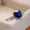 Classic Female Silver Plated Ring Delicate Slim Green Blue Square Cut Birthstone Rings For Women Wedding Jewlery Drop Shipping
