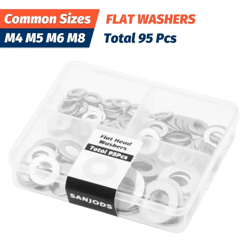 260PCS Stainless Steel Washer Kit – M3-M10 Lock & Flat Washers Set