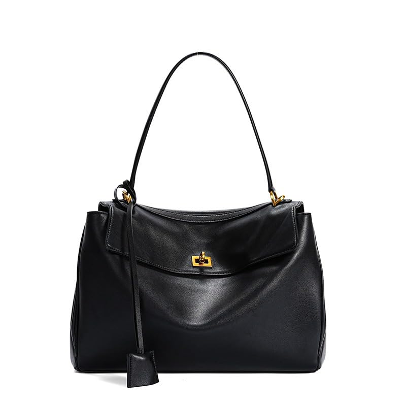 Genuine cowhide leather women`s handbag, single-shoulder