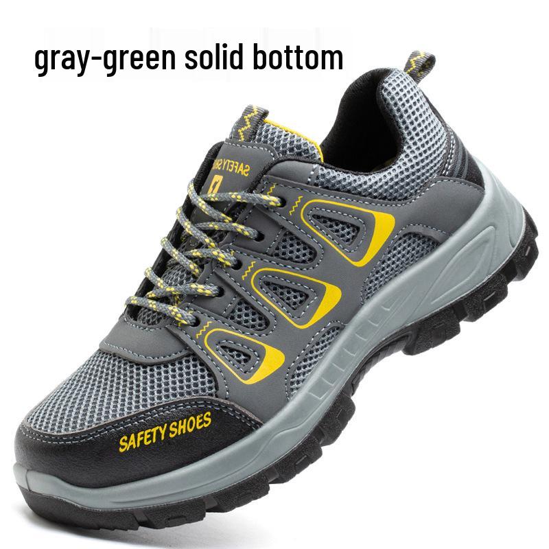 Breathable Mesh Steel Toe Safety Shoes: Fashionable, Anti-Smash, Anti-Puncture, Wear-Resistant Protective Footwear for Work.