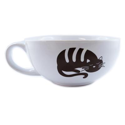 [A1855] - Ceramic Mug 'Cats' Black White - 11x5 Cm