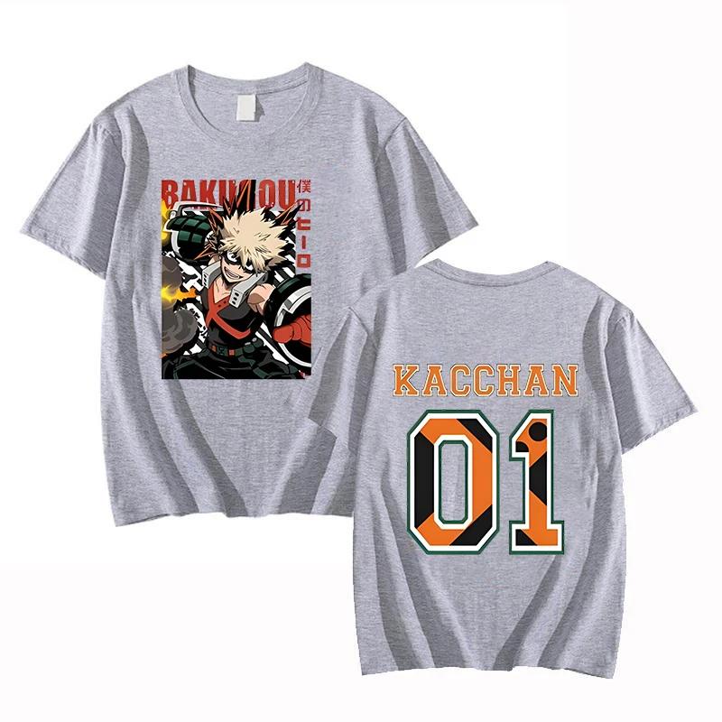 Hot Anime Bakugou Katsuki 01 Printing T-shirt Women Men Fashion Short Sleeve Street Casual Personality Y2k Summer T-shirt