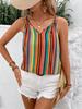 Colorful Striped V-Neck Sleeveless Women's Tank Top