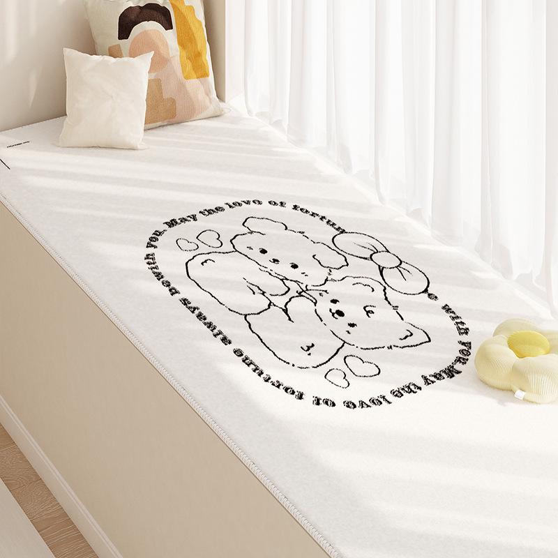 2024 Cartoon Velvet Bay Window Mat: Waterproof, Dirt-Resistant, Four-Season Use
