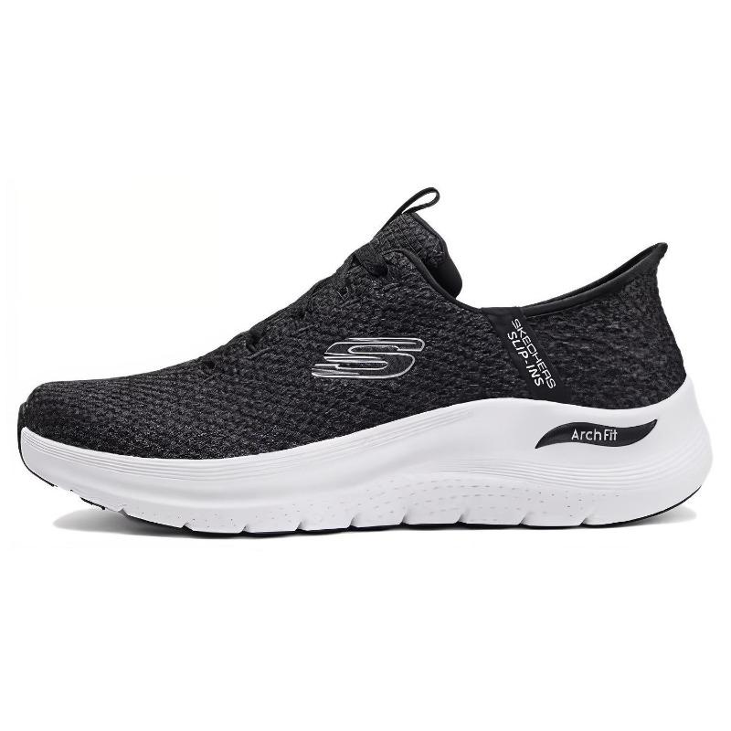 Skechers Men Black White Low Top Running Shoes Sport Comfort 232462-BKW 42