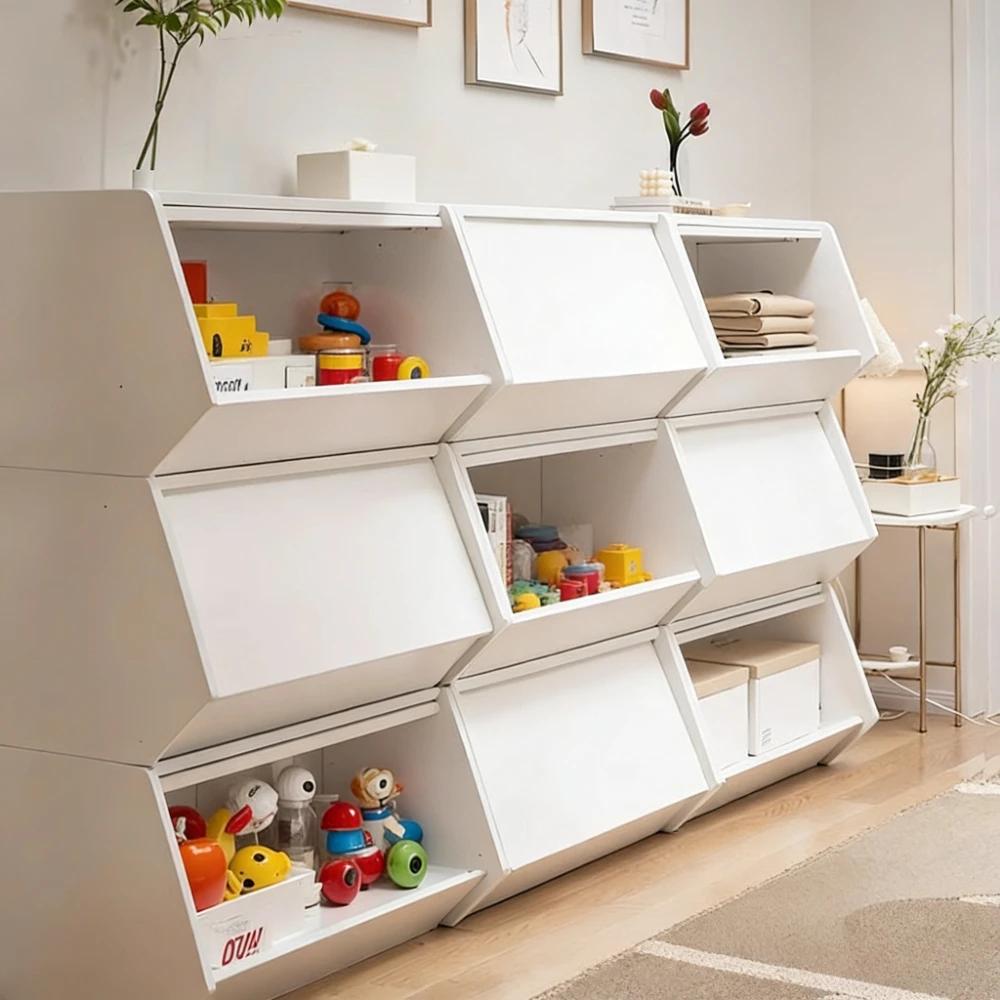 Display Cabinet Storage Bookcase Toy Storage Box Bedside Cabinet Household Doors Durable Organization Solution for Home Office