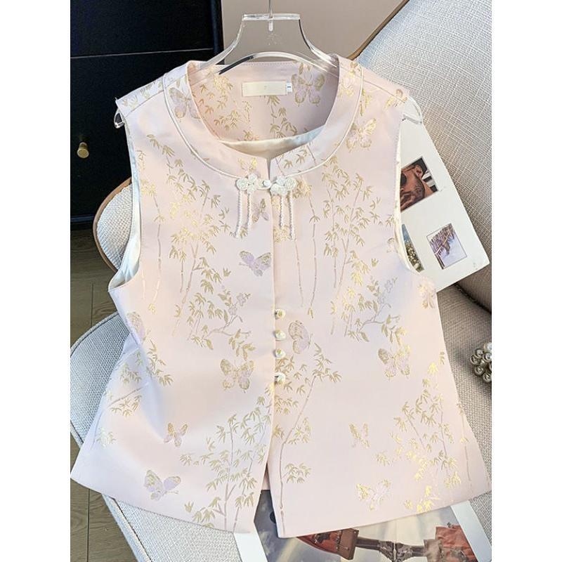 2025 New Vintage Jacquard Sleeveless High-end Vest Top Vest Vest Women