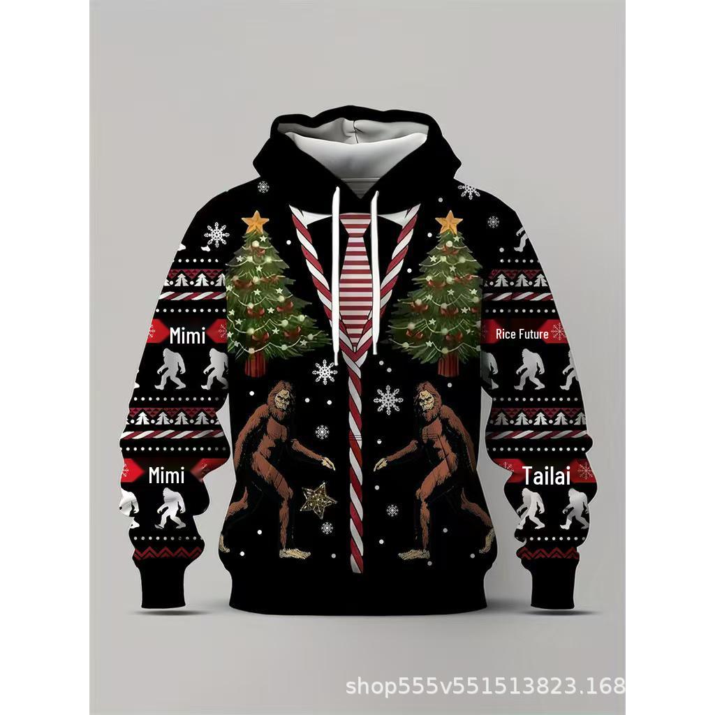 3D Digital Print Christmas Hoodie - Europe & America Style