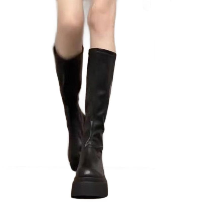 Thick Soled Long Tube Boots for Women 2026 New Popular Autumn and Winter Knight Elastic Slim Boots