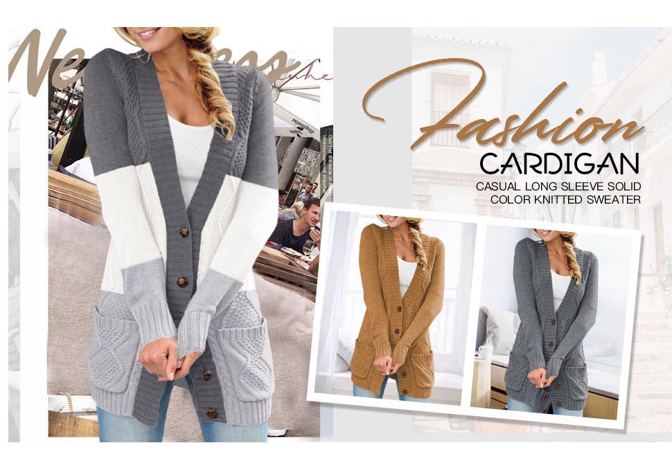 Autumn/Winter V-Neck Single-Breasted Long Cardigan for Women - European American Knitwear