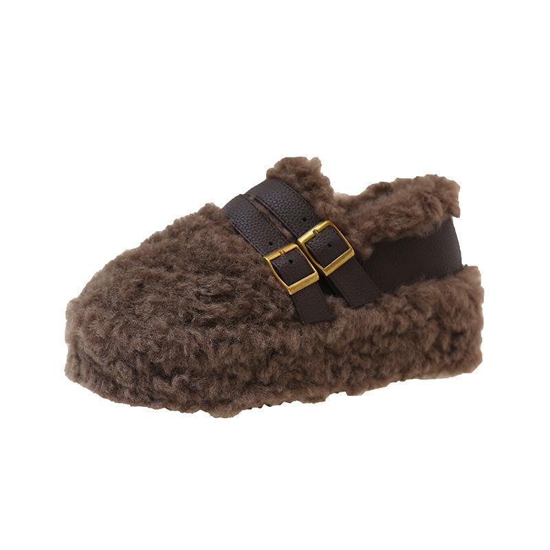 

Mao Mao shoes women s outer wear 2025 new autumn and winter lamb wool thickened flat-bottomed lazy one-pedal women s shoes cotton shoes 40