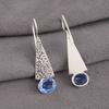 Natural Tanzanite Gemstone 925 Sterling Silver Jewelry Handmade Earrings 1.9" EE-165-6