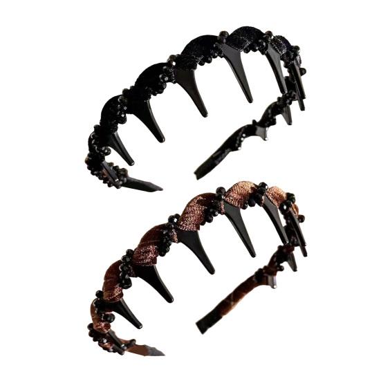 Rhinestone Hairband Elegant Vintage Non Slip Hair Hoop for Women Girls Fashionable Bridal Hair Accessory