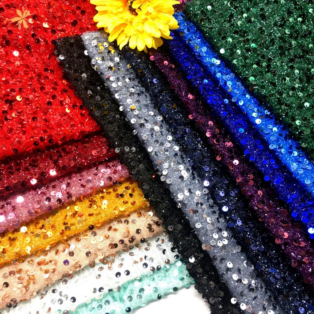 Technology Good Price 5MM Shine Ground Tulle Sequin Fabric Colorful Embroidered Sequin Fabric for Women Wedding Dress for Girls