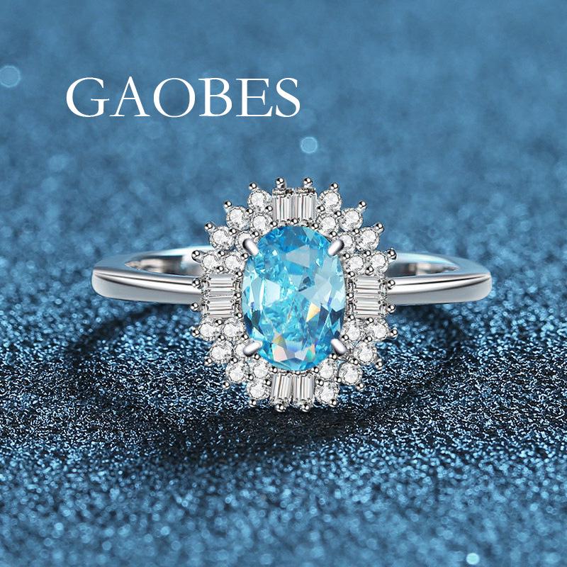 

S925 Sterling Silver Multicolor Women s Ring: High-End Korean Style Size 8 синий/алмаз