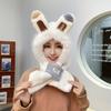 Rabbit Ears Warm Ears Furry Two-piece Set Thickened Plush Cute Hat Female Cycling Winter Hat
