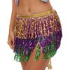 Bohemian Sequin Hip Scarf: Four-layer Tassel Waist Chain Belly Dance Costume for Women. Perfect for Halloween Performances.