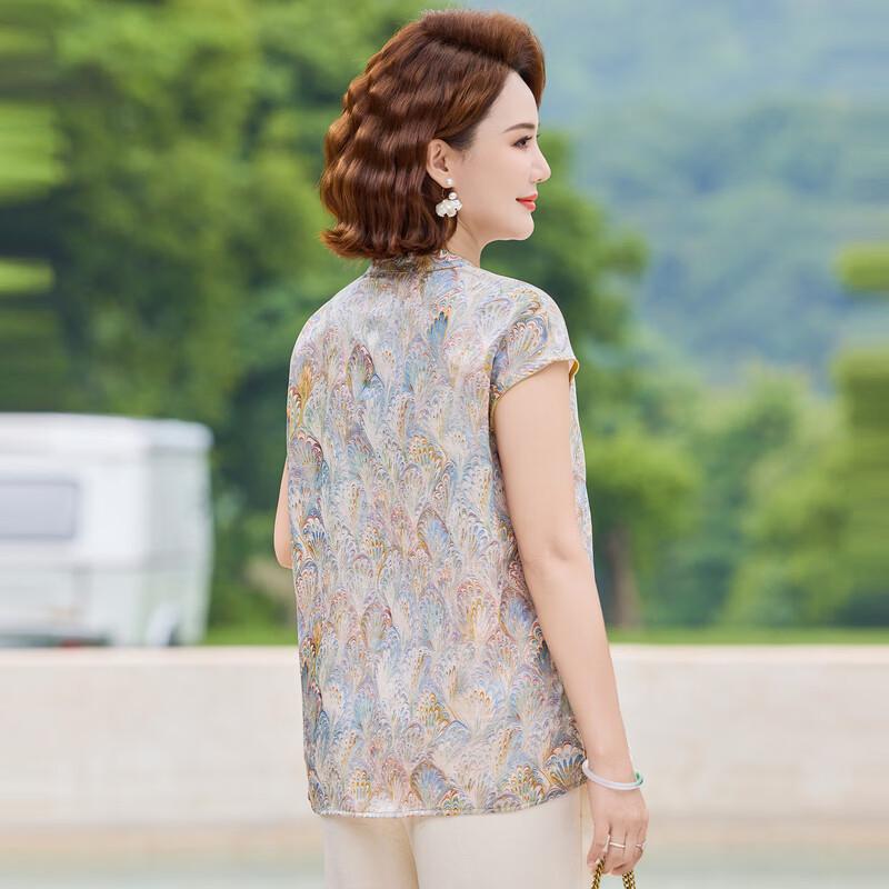 Women's Chinese Style Floral Print Short Sleeve T-Shirt