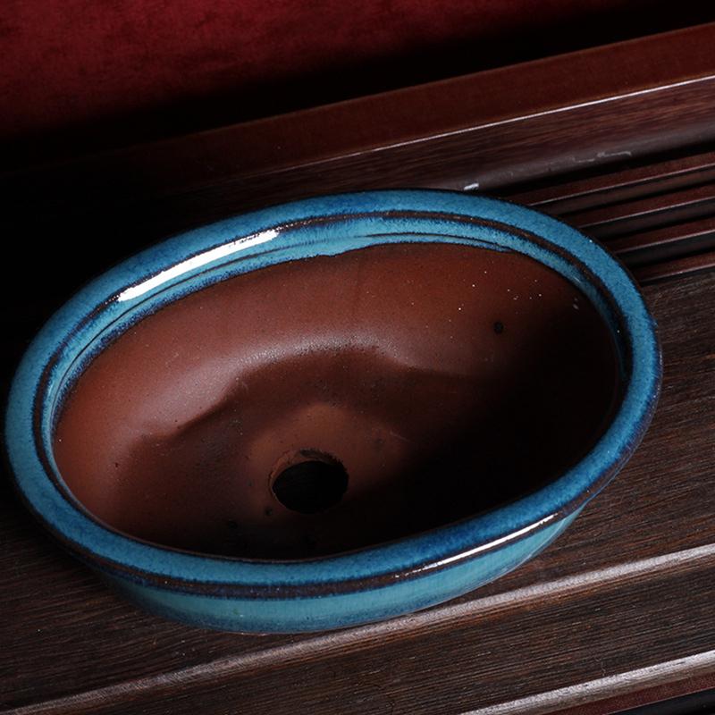Chinese Bonsai Flowerpot with Holes Mini Ceramic Bonsai Succulent Plants Pot Planter for Home Garden Decor