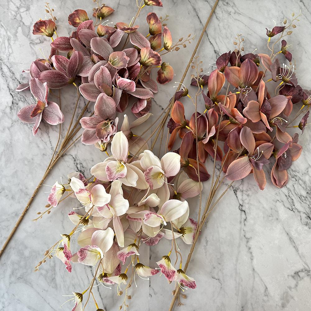 Artificial Orchid Decor Wedding Hall With Silk Fabric For Home And Event Decor