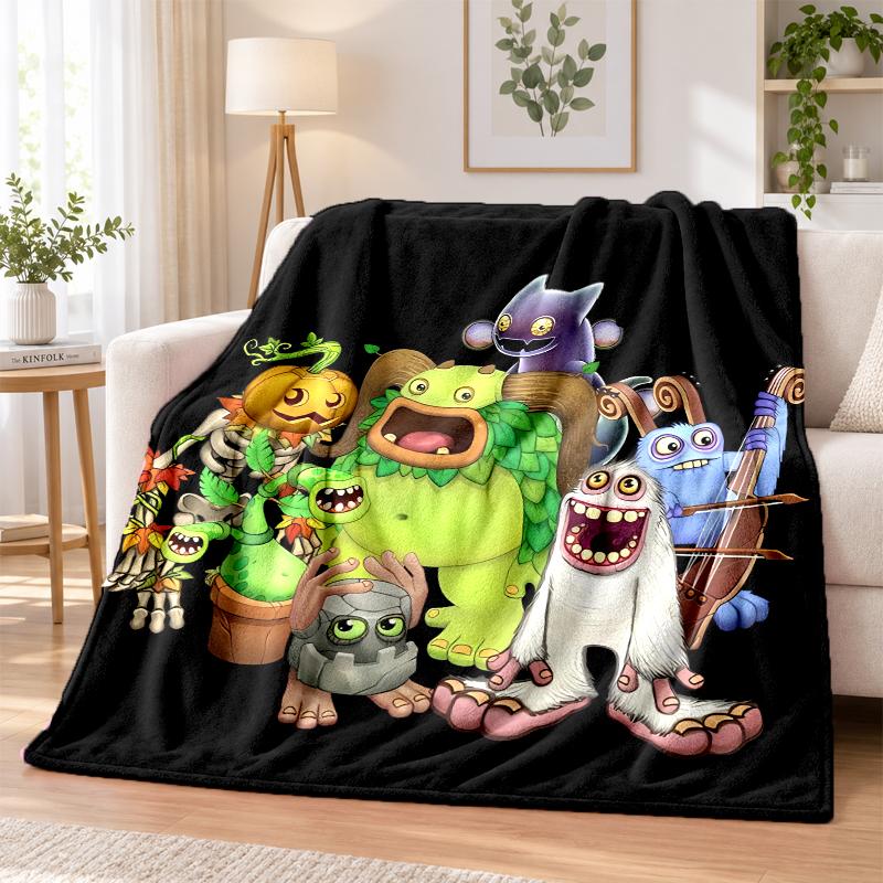 My Singing Monsters Flannel Throw Blanket Soft Warm Cozy For Sofa Bed Indoor Home Bedroom Use