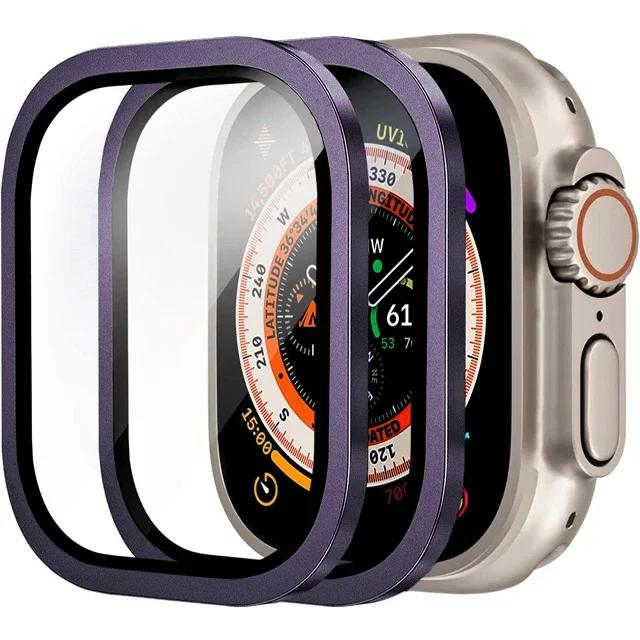 1/2PCS Tempered Glass For Apple Watch Ultra 49mm Screen Protector Anti-Scratch HD Metal Bumper Full Film for IWatch Ultra 49mm