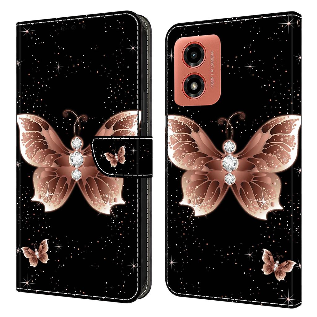 Für Motorola Moto G Play (2024) 4G Schutzhülle 3D-Musterdruck Leder Klapphandyhülle