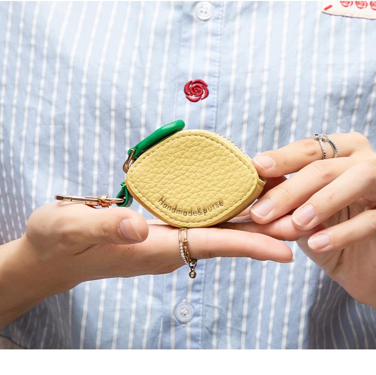 Cross-border Spot Bag Charm: Fruit Series Coin Purse, PU Leather Keychain, Earphone Bag - Small & Cute