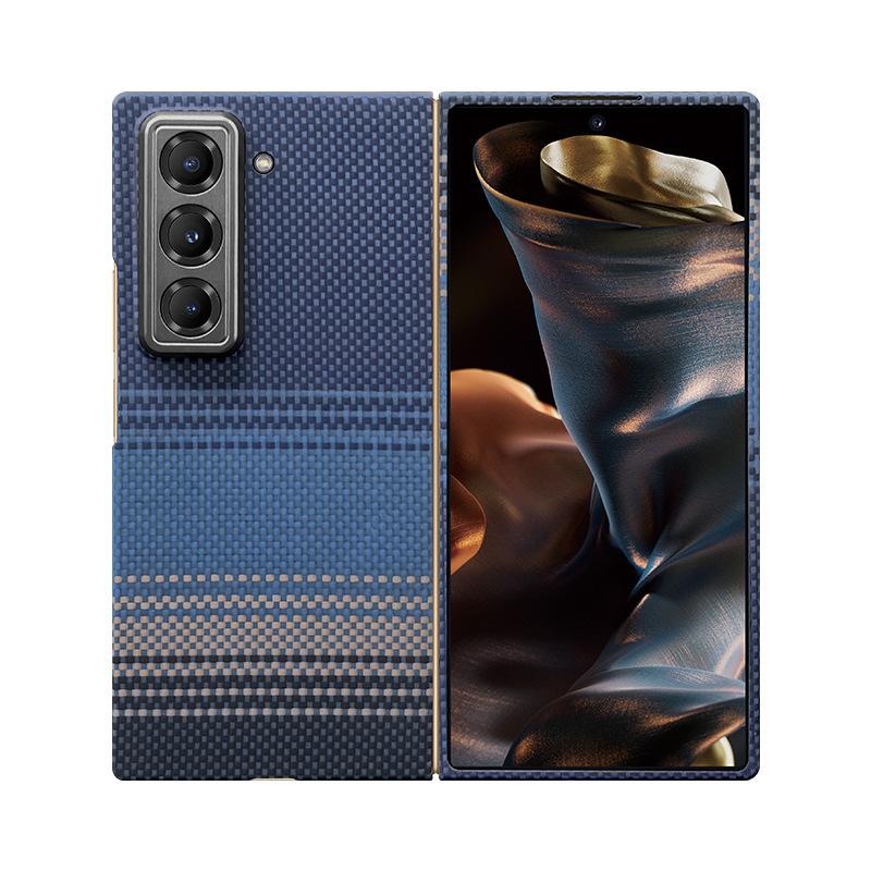 Applicable To Samsung W25 Real Kevlar Mobile Phone Case W25 High-end Business Aramid Fiber Anti-drop Magnetic Protective Cover