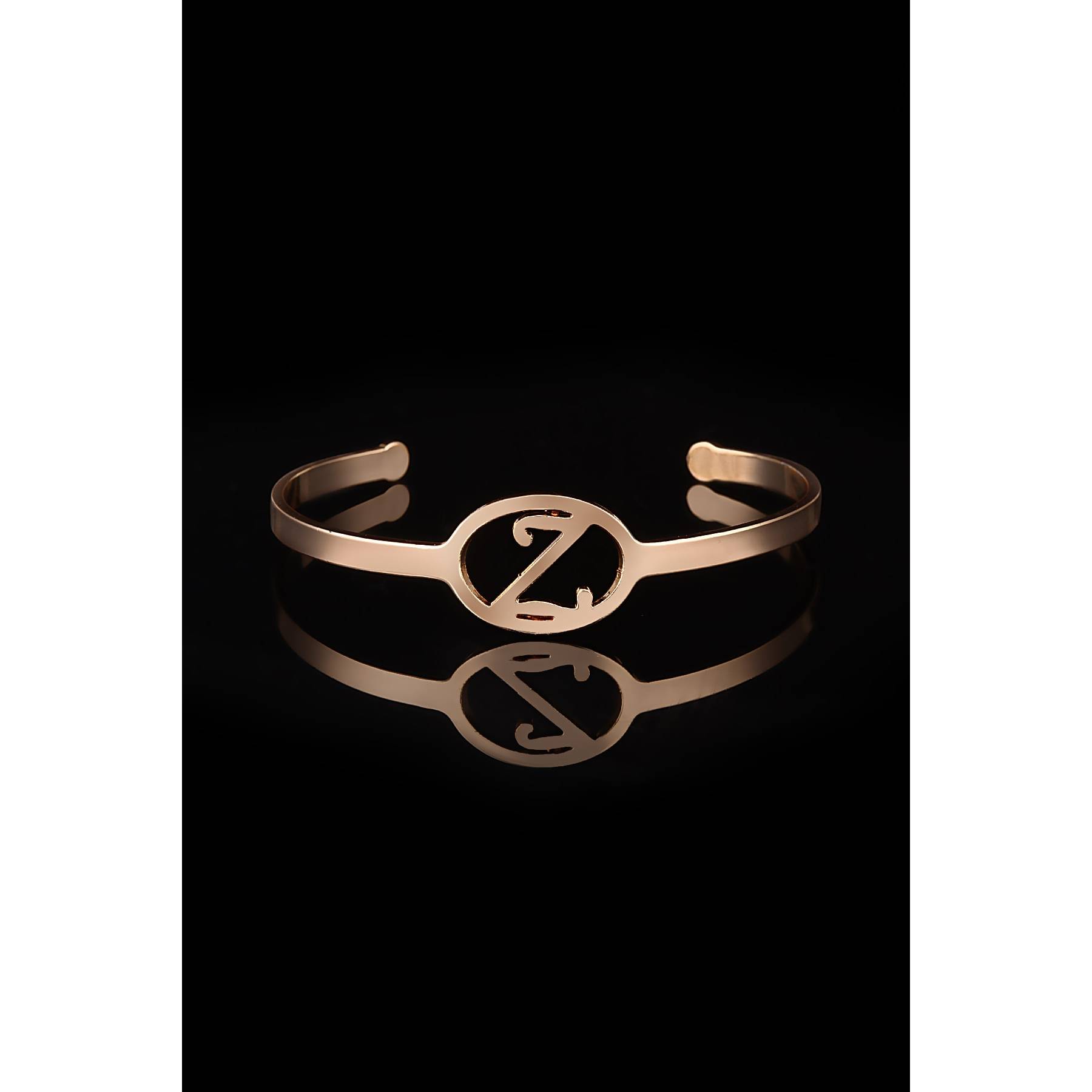 

Steel Rose Gold Women s Z Letter Cuff Bracelet