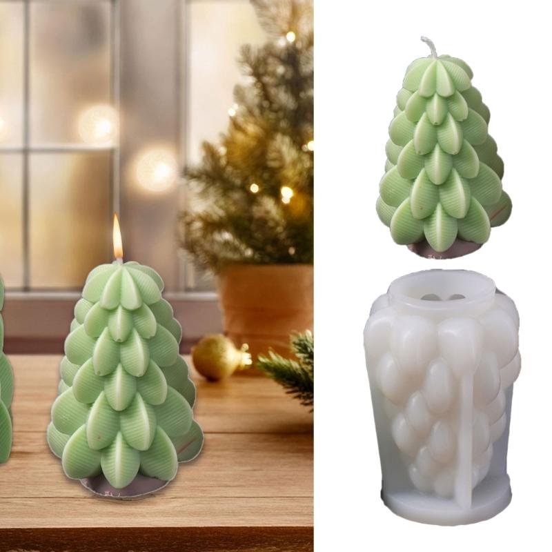 Christmas Tree Shape Silicone Mold for Making Candle Soap Christmas Pillar Candle Silicones Mould For Holiday Decoration
