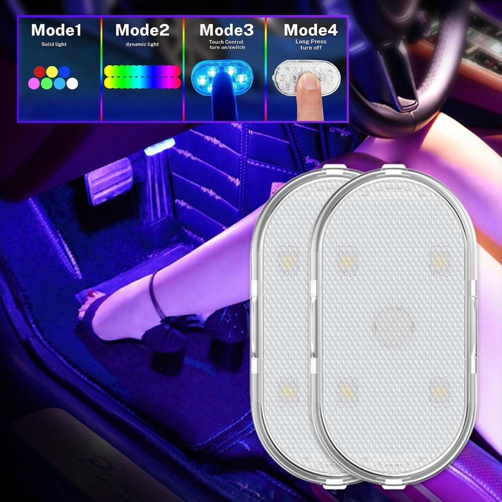 Car Ambient Light Enhance Car's Ambience with 7 Colors Rgb Automotive Light Self-adhesive Magnetic Suction Usb Rechargeable