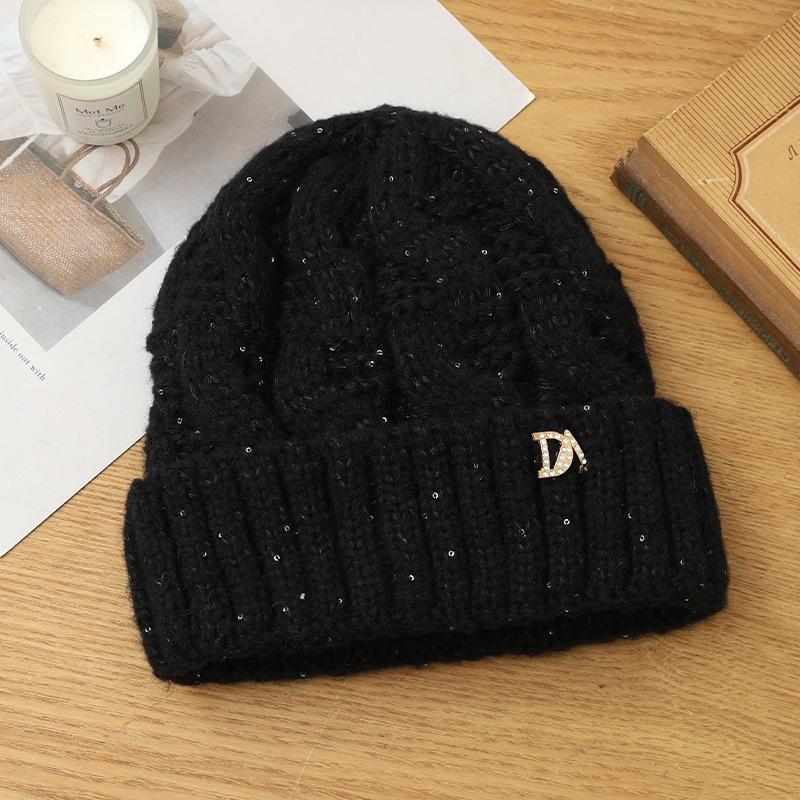 Outdoor Cold proof Casual Knitted Wool Hat In Winter Newly Added Velvet Thickened Warm Hat Versatile Big Head Flange Hat