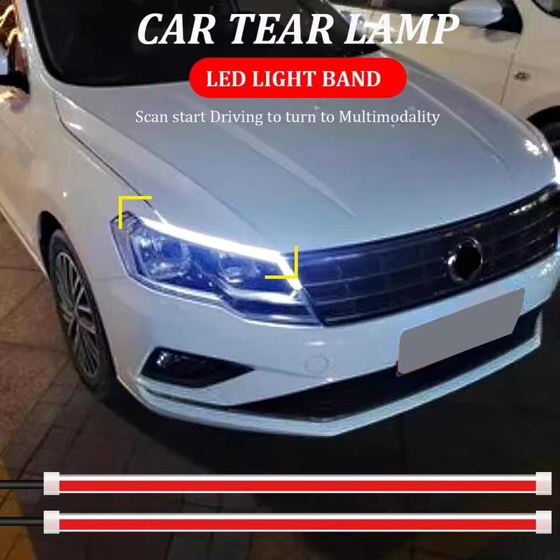 Car headlights, dynamic LED decorative light strips, turn signals, yellow flexible turn signals, car headlights, daytime running