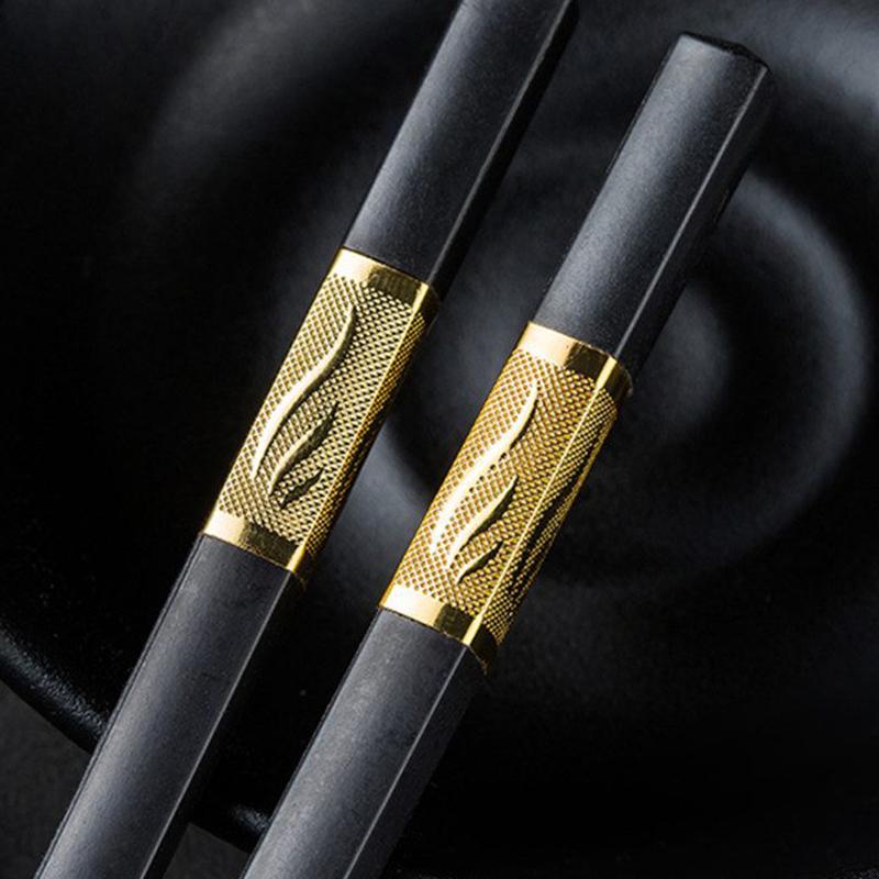 Chopsticks Household Kitchen Utensil Tableware 1 Pair Serving Chopsticks Non-slip Alloy Chinese Style