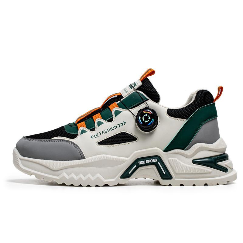 Men s shoes without laces 2 sports dad trendy shoes rotating button casual running board shoes 39