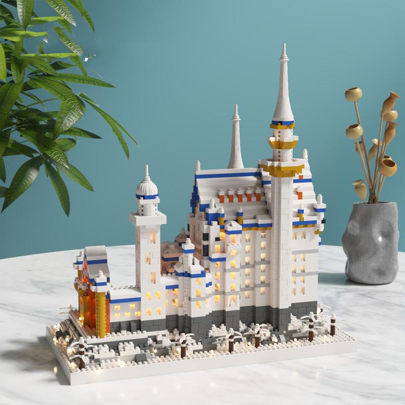 Со светодиодной подсветкой Замок Лебединого Озера Строительные Блоки Кирпичи DIY Сборка — фото 6