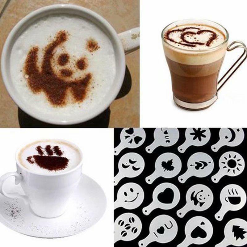 Langlebiges Kunststoff Kaffee Schablonen Set 16 Stück Modernes Schlichtes Design Für Latte Art