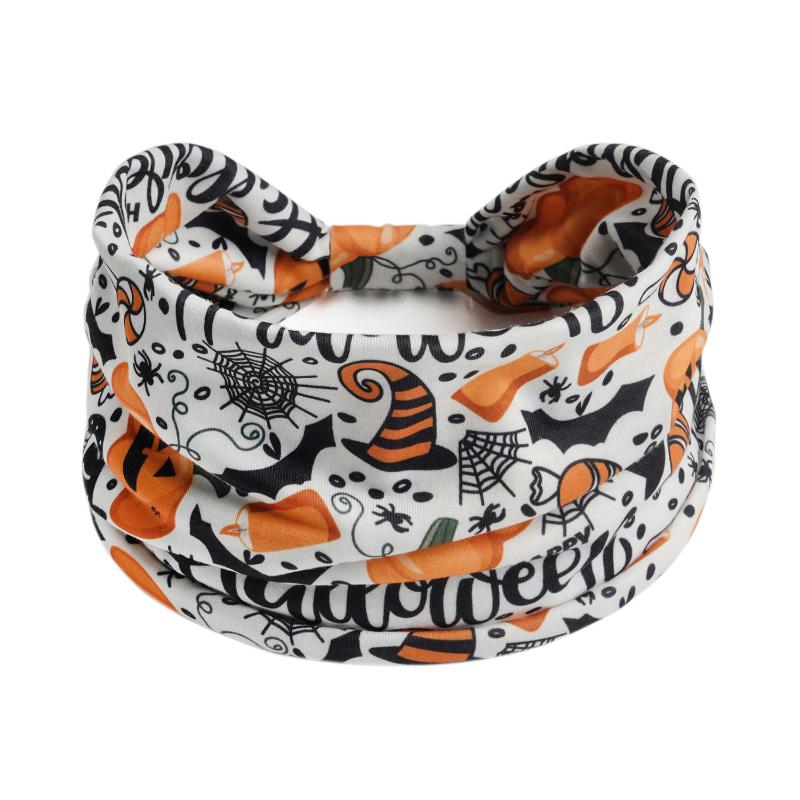 Halloween Print Headbands Women Girls Fashion Hair Bands Skull Vintage Cross Turban Bandage Bandanas Hairbands Hair Accessories