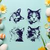 4-Piece Set of Cat Painting Stencils, Reusable Hollow-Out DIY Molds with Cute Kitten Patterns, Suitable for Creative Crafts Such As Wooden Signs