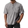 Men's Summer Round Neck Short Sleeve T-Shirt Neck Men's All-match Casual Button Shirt