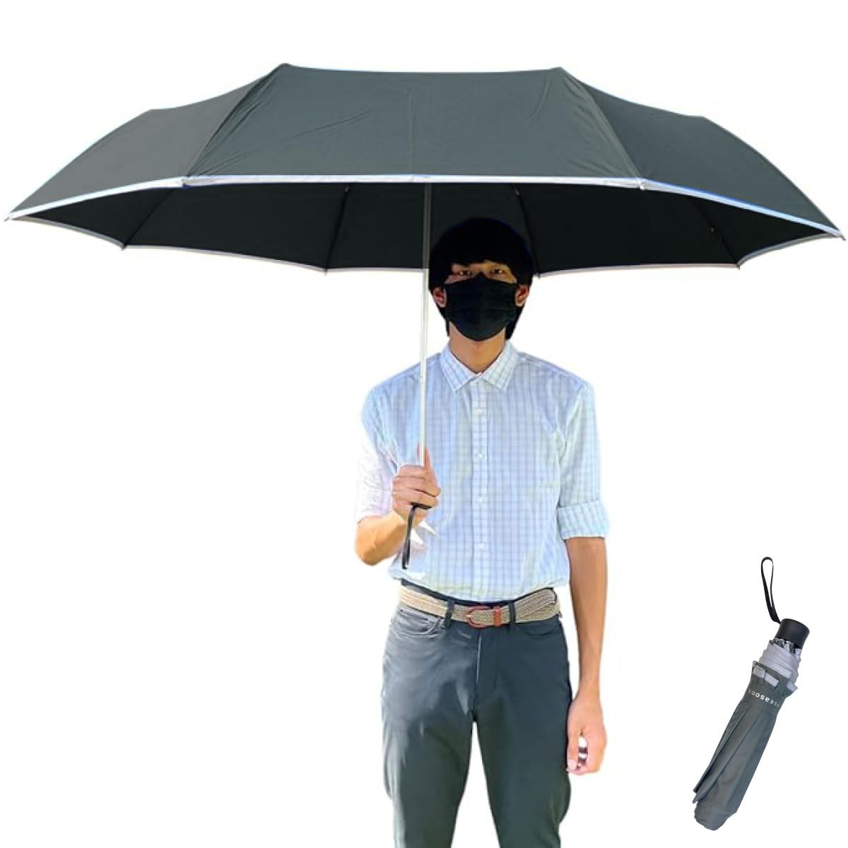 

Складной Неслыханный Складной 137см большой зонт для всей для обоих дождя и для обоих дождя и УФ супер вода ручное открытие и для серый